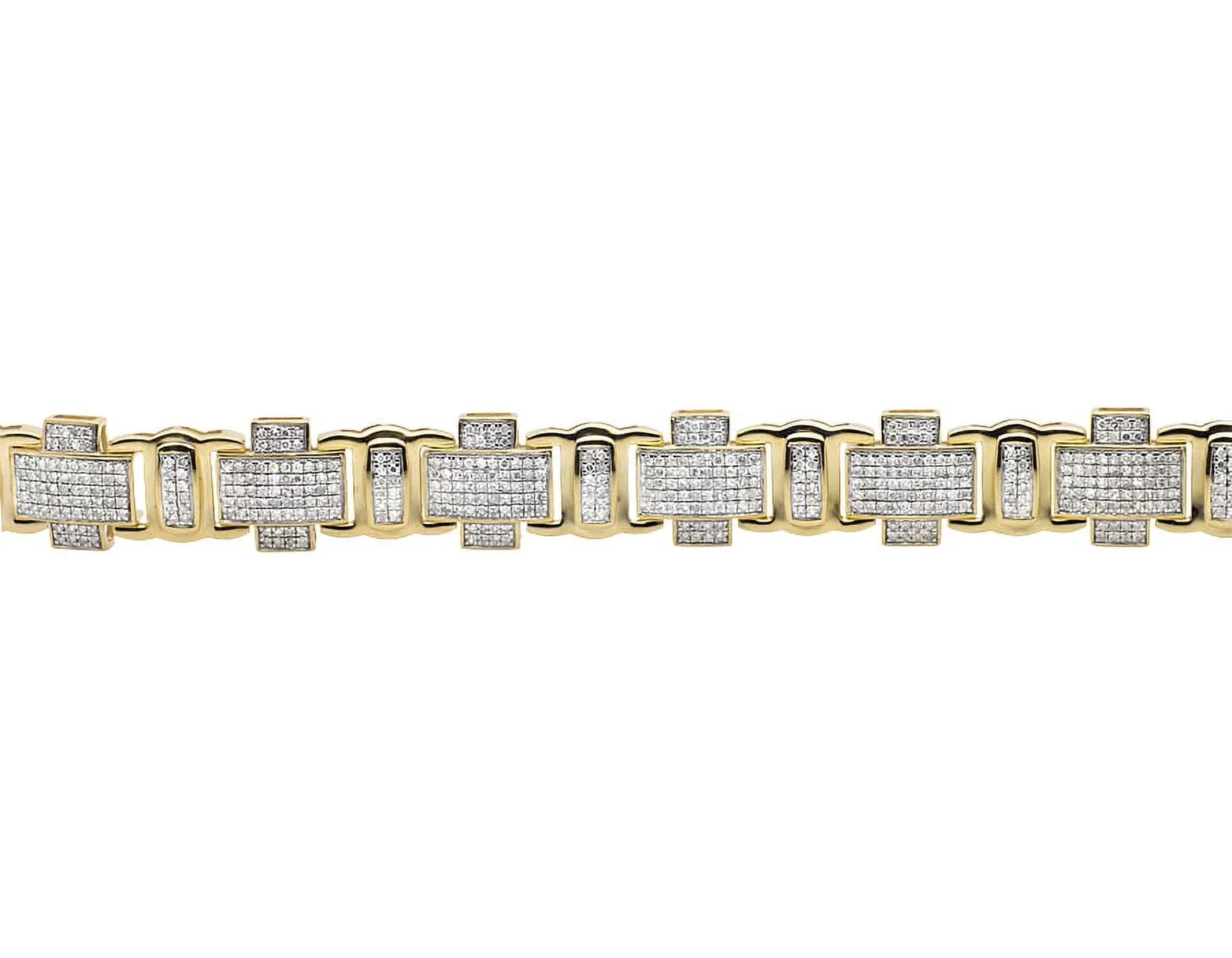 Men's 10K Yellow Gold Pave Genuine Diamond Cross Link Statement Bracelet 8" 4.5ct
