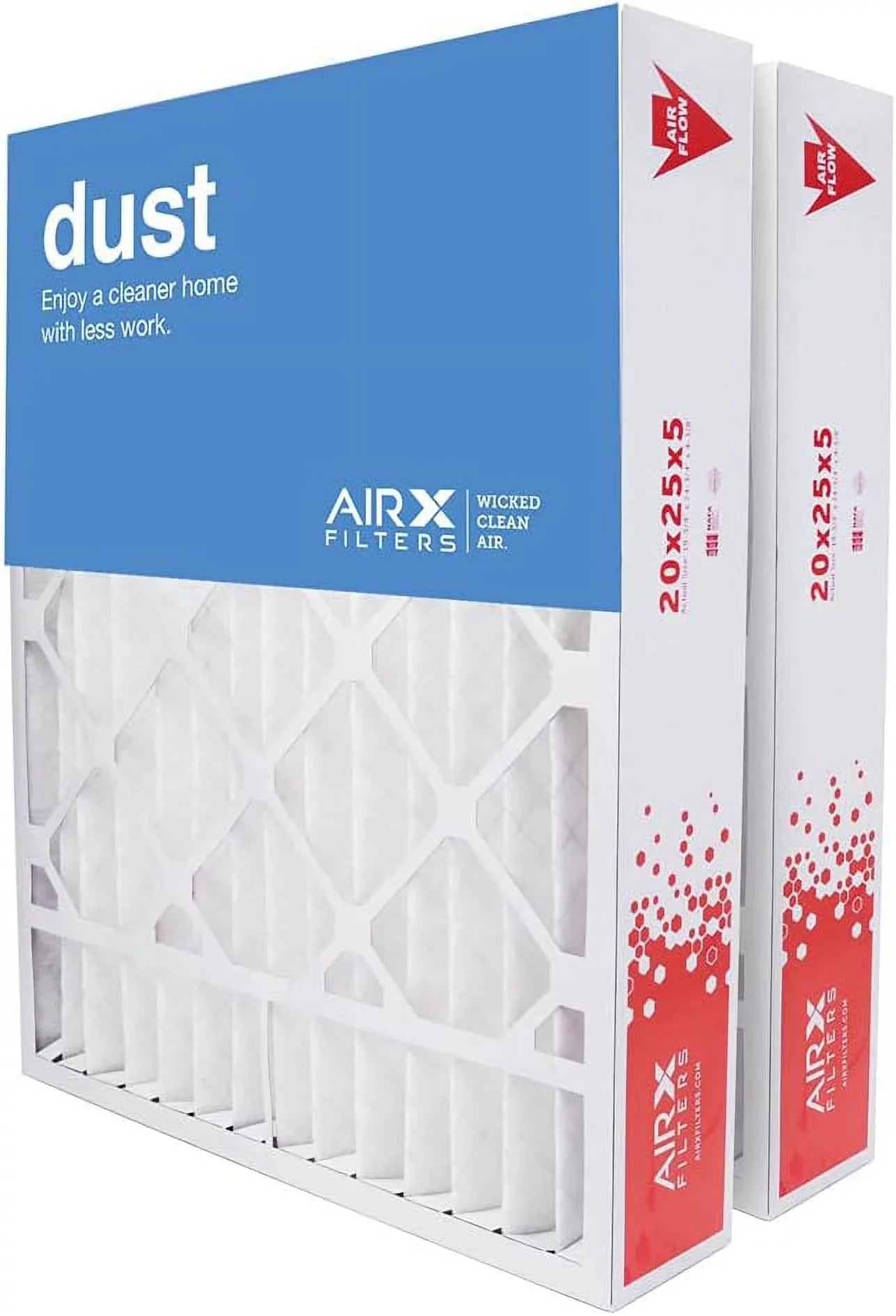 20X25x5 MERV 8 HV Furne Air Filter Replement For HCF20-10 X0586 X6673, Dust 2-Pk, Made In The
