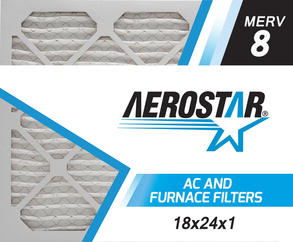 Aerostar 18x24x1 MERV 8, Air Filter, 18x24x1, Box of 4