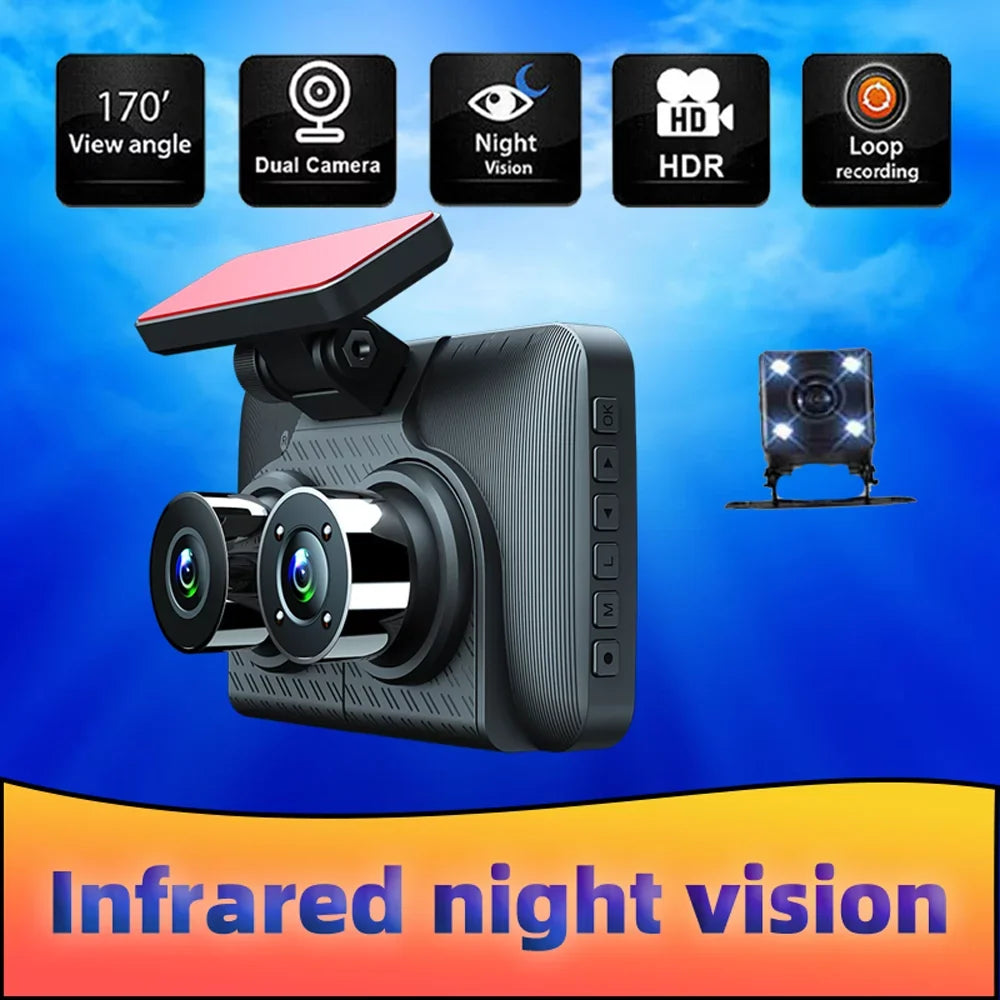 moobody 3 Cameras Dash Cam 4in Clear Car Rearview Mirror Car Video Recording Camcorder Wide Angle Car Camera Recorder Auto Safety Driving Recorder