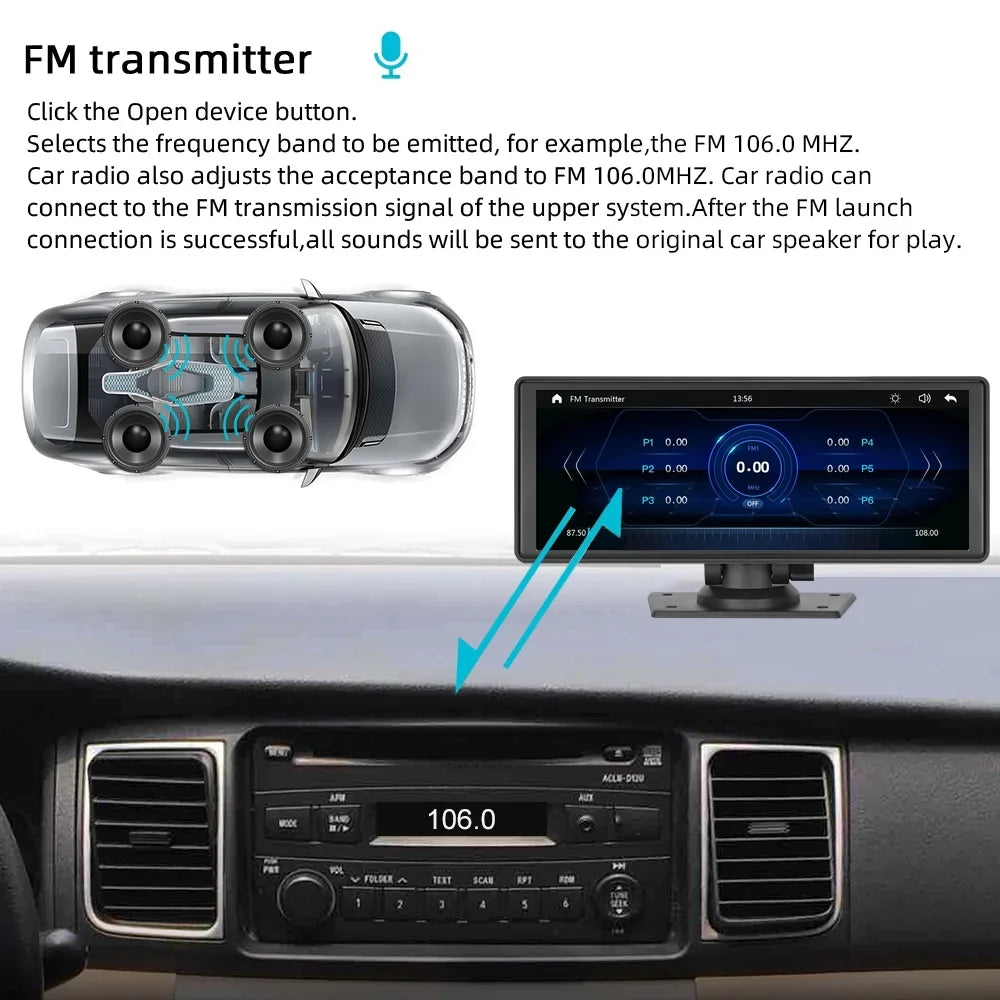 Polarlander Wireless Carplay Car Stereo GPS Navigation, 9.3 Inch Touch Car Play Screen Audio Car Radio Receiver with Android Auto, Bluetooth,Backup Camera, Recorder AUX, TF, Multimedia Player