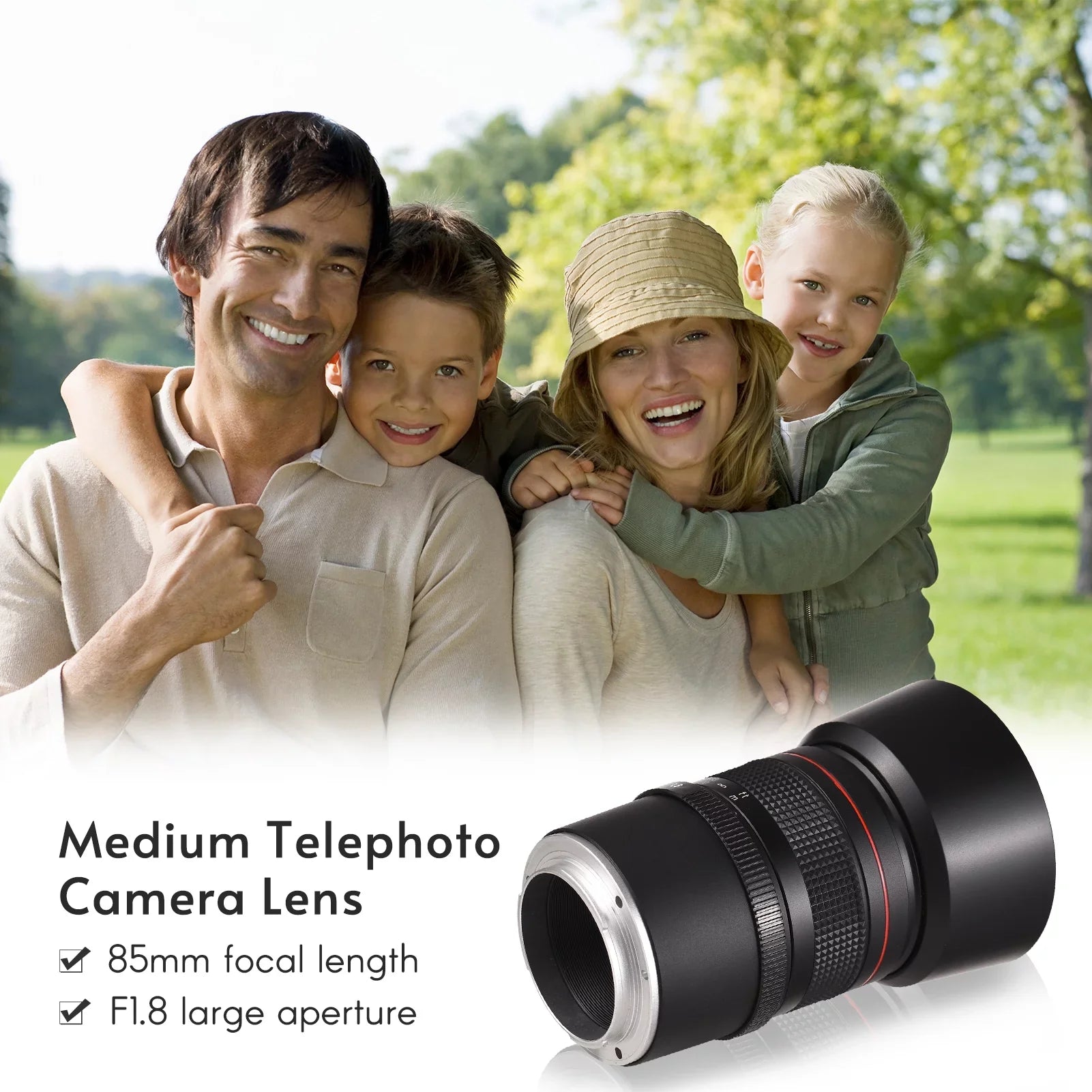 Andoer 85mm F1.8 Medium Telephoto Manual Focus Lens with Large Aperture, Suitable for A7 Series, A9, A6400, A6500, A6300, A6000, A5100 Cameras
