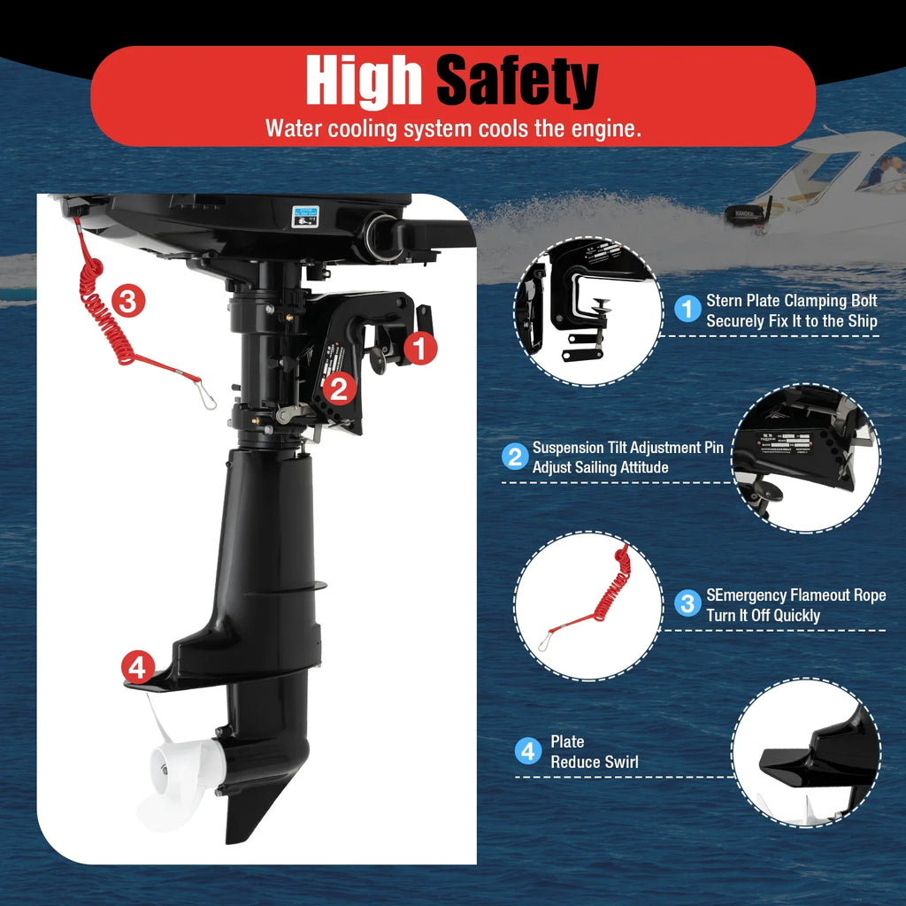 LOYALHEARTDY Outboard Motor 6.5 4 Stroke Boat Engine Fishing Boat Kayak Engine Water Cooling 123CC