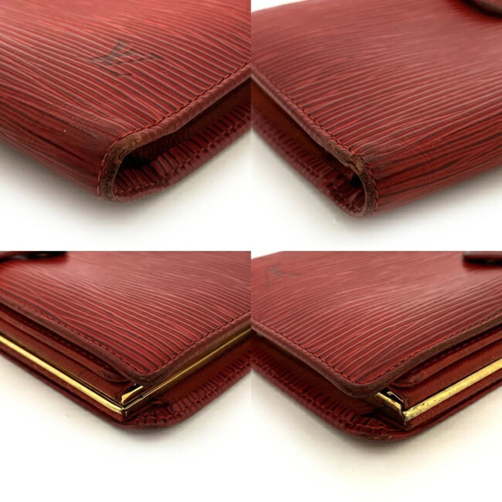 Pre-Owned Louis Vuitton Continental Vienois Castilian Red Epi M63257 Gamaguchi Long Wallet Leather MI0032 LOUIS VUITTON Ladies (Good)