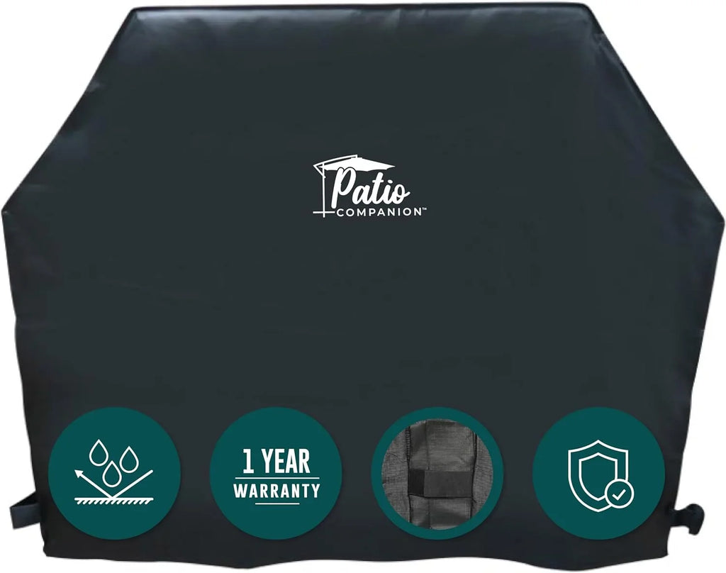 Patio Companion Essential, 80 Inch BBQ Grill Cover, 1 Year Warranty, Heavy-Duty Material, Waterproof and Weather Resistant, Gas Grill Cover for Weber, Char Broil, Broil King, Etc. Jet