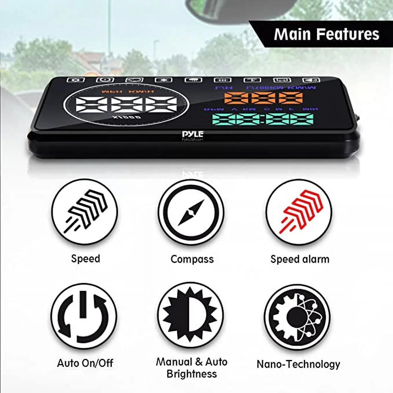 Pyle 5.5" Car Head-Up Windshield Monitor Screen Projector Vehicle Speed & Diagnostic Monitor System