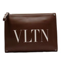 Pre-Owned Valentino Garavani VALENTINO GARAVANI clutch bag brown leather x studs (Good)