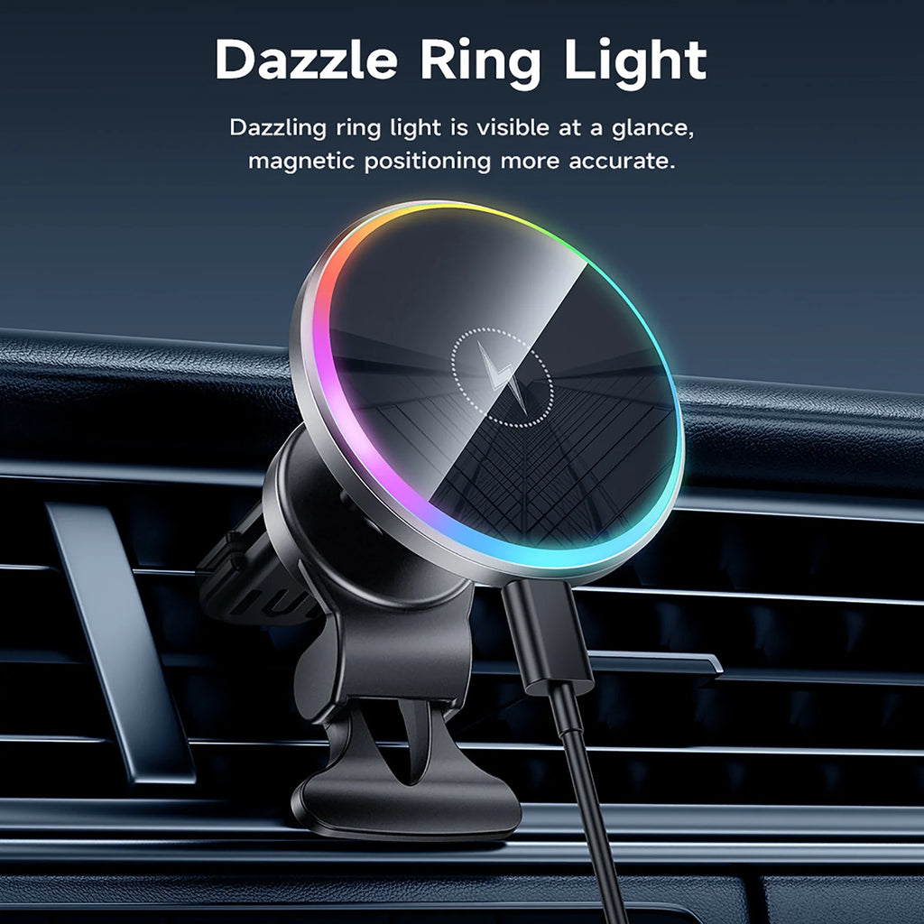 HOCO Magnetic Wireless Car Charger Air Vent Car Phone Holder Mount 15W QI Fast Charging Compatible for iPhone,,Huawei,etc