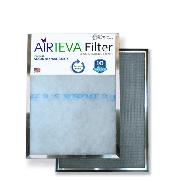 Airteva AC, Furnace Filter With (1) Biosponge Plus Replacement Pad (20 X 20 x 1) Actual Size: 19 1/2 x 19 1/2 x 3/4"