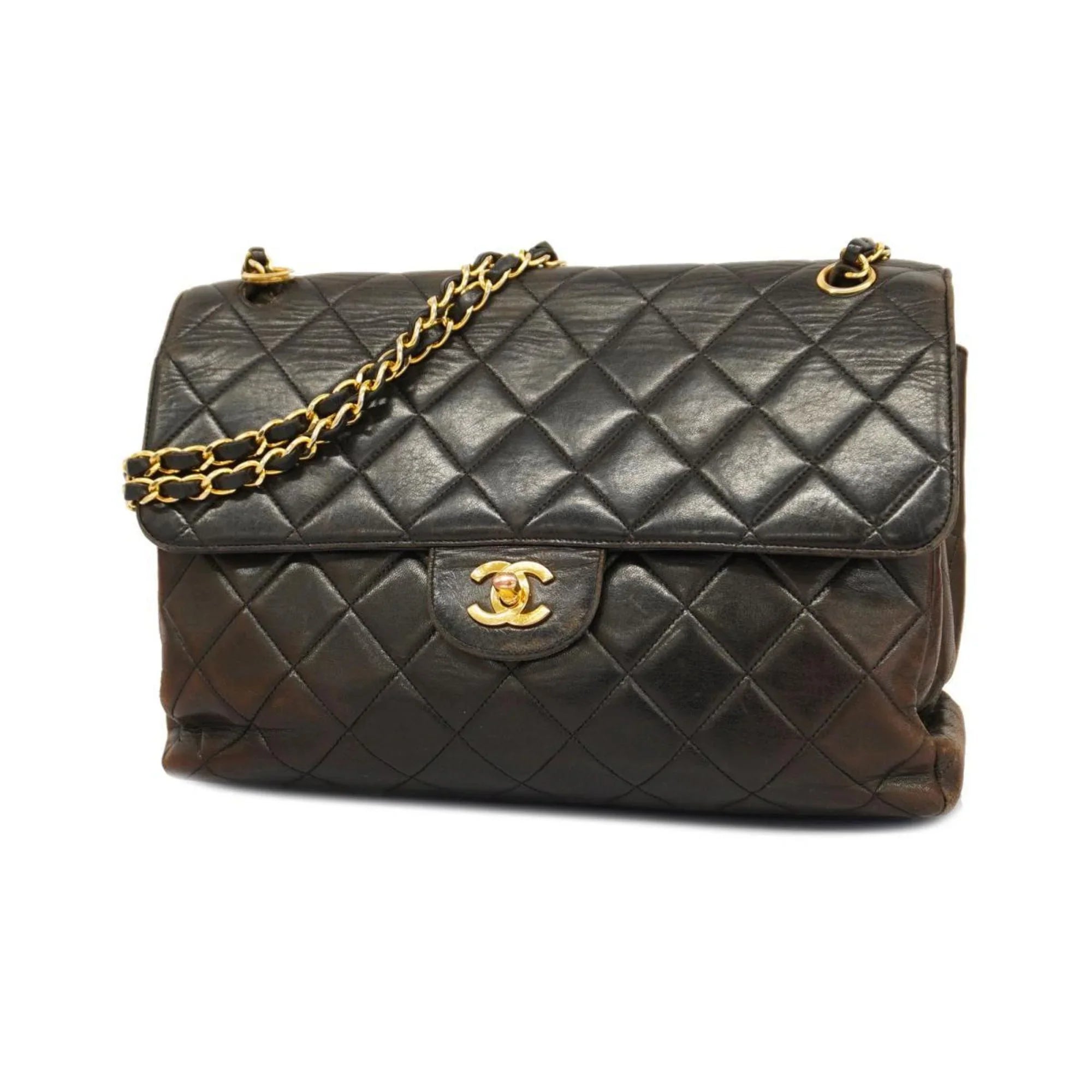 Pre-Owned Chanel Shoulder Bag Matelasse Double Face W Chain Lambskin Dark Women's (Good)