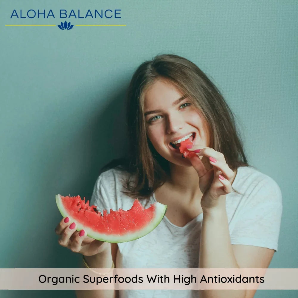 Super Greens - Watermelon - Full Serving of Fruits & Vegetables - Organic Ingredients Superfood Blend by Aloha Balance