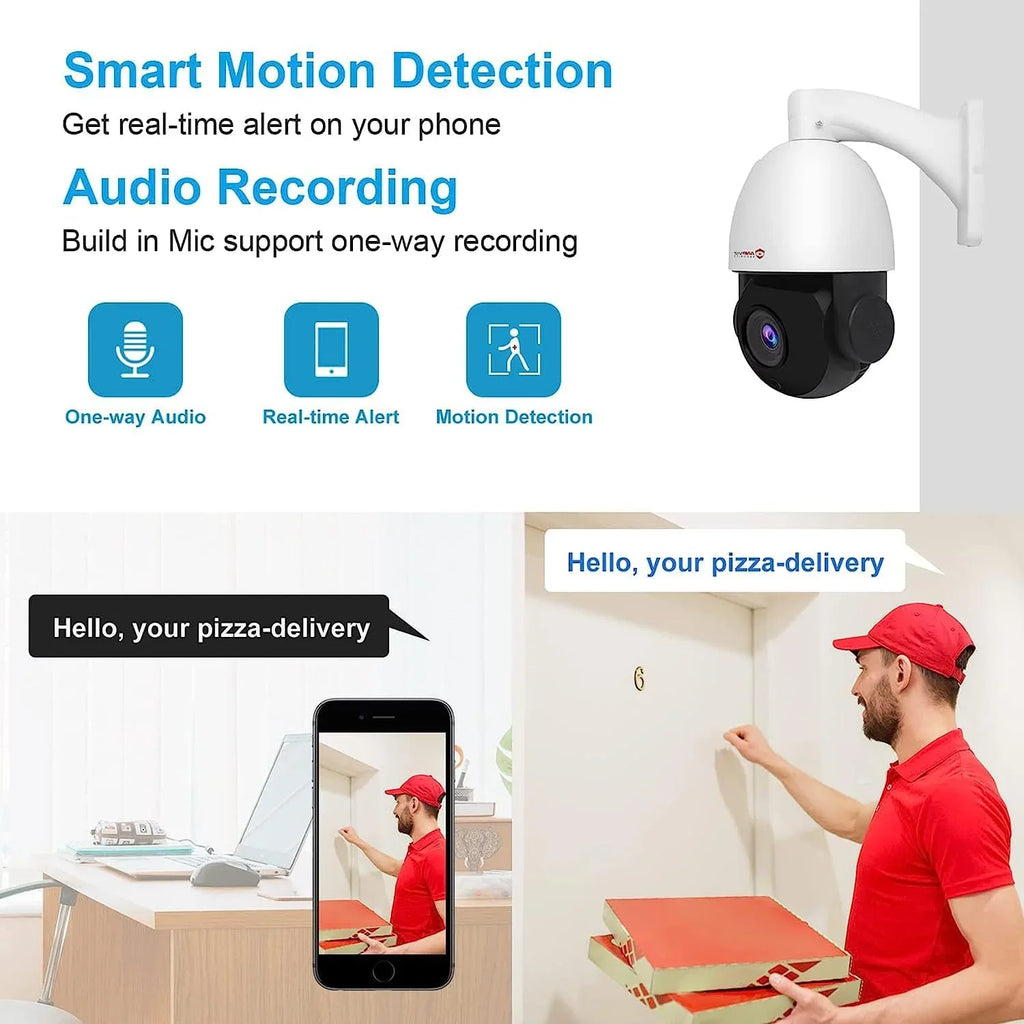 Anpviz 5MP PoE PTZ IP Surveillance Camera 20X Optical Zoom, PTZ IP Security Camera Outdoor Indoor with Mic/Audio, Person Vehicle Detection, IR Night Vision, Metal, Pan 360°/Tilt 90°, IP66 Waterproof