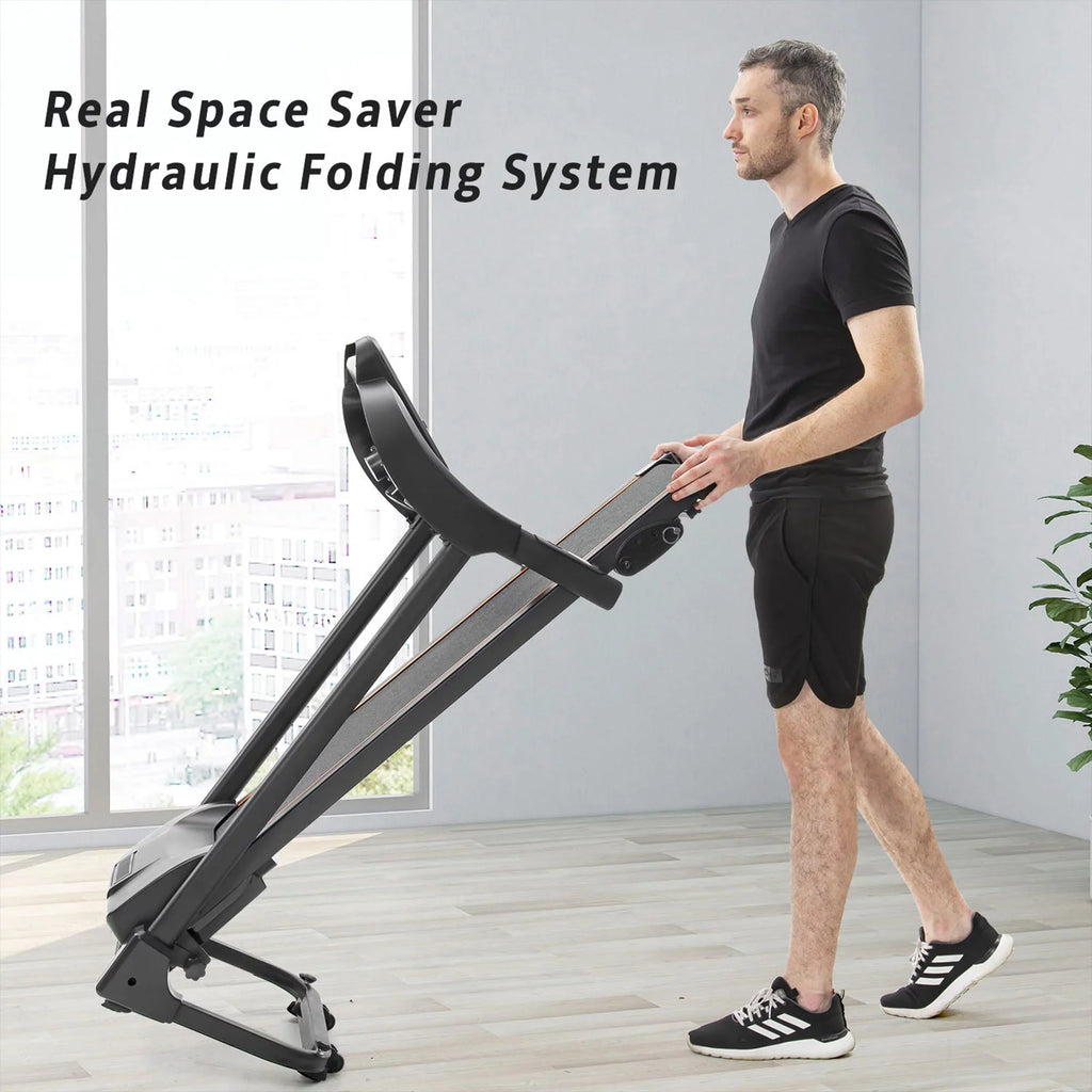 Compact Easy Folding Treadmill A Motorized Running and Jogging Machine Packed