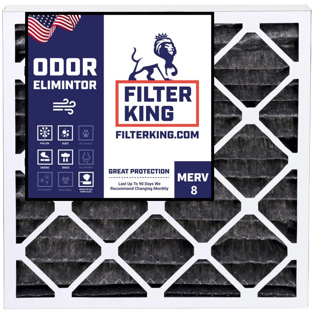 Filter King 22x26x1 Air Filter | 4-PACK | Carbon MERV 8 HVAC Pleated A/C Furnace Filters | MADE IN USA | Actual Size: 21.5 x 25.5 x .75"