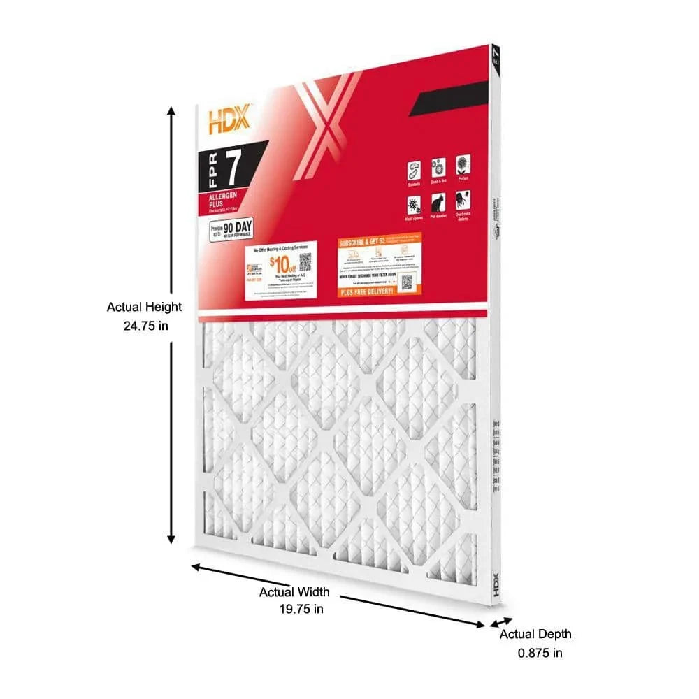 HDX 20 in. x 25 in. x 1 in. Allergen Plus Pleated Air Filter FPR 7 (Pack Of 2)