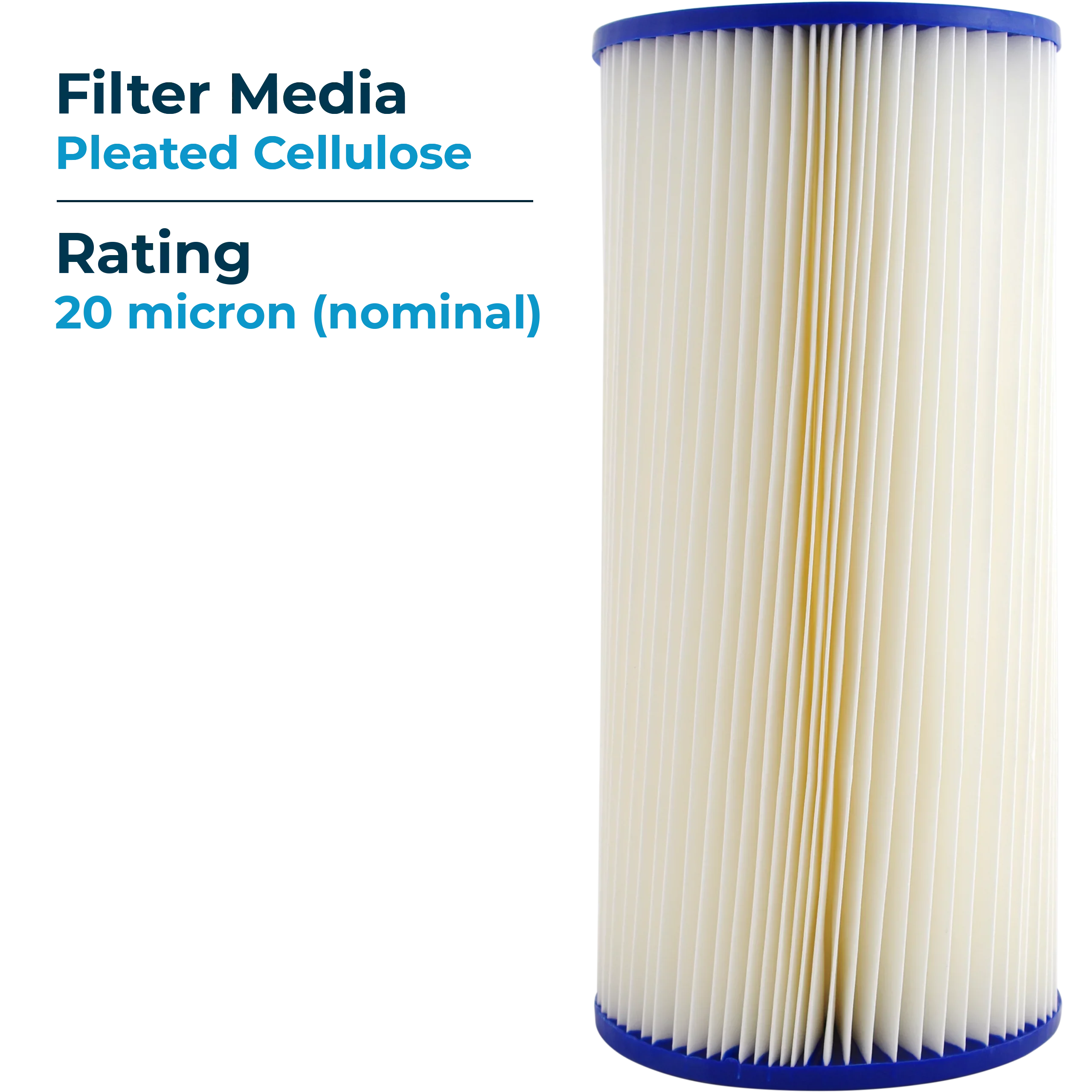 SpiroPure SP-EC20-BB 10x4.5 20 Micron Pleated Cellulose Sediment Water Filter Cartridge ECP20-BB 255491-43 (Case of 8)