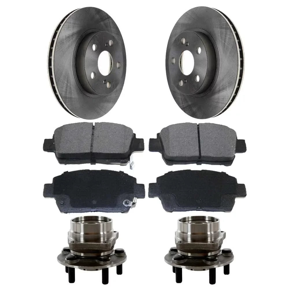 AutoShack Front Wheel Bearing Hub Assembly Brake Rotors Ceramic Pads Kit Driver and Passenger Side Replacement for 2004 2005 2006 2007 2008 2009 Prius 1.5L FWD