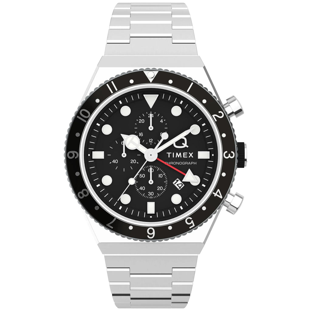 Men's Timex Q Three Time Zone Chronograph 40mm Watch TW2V69800