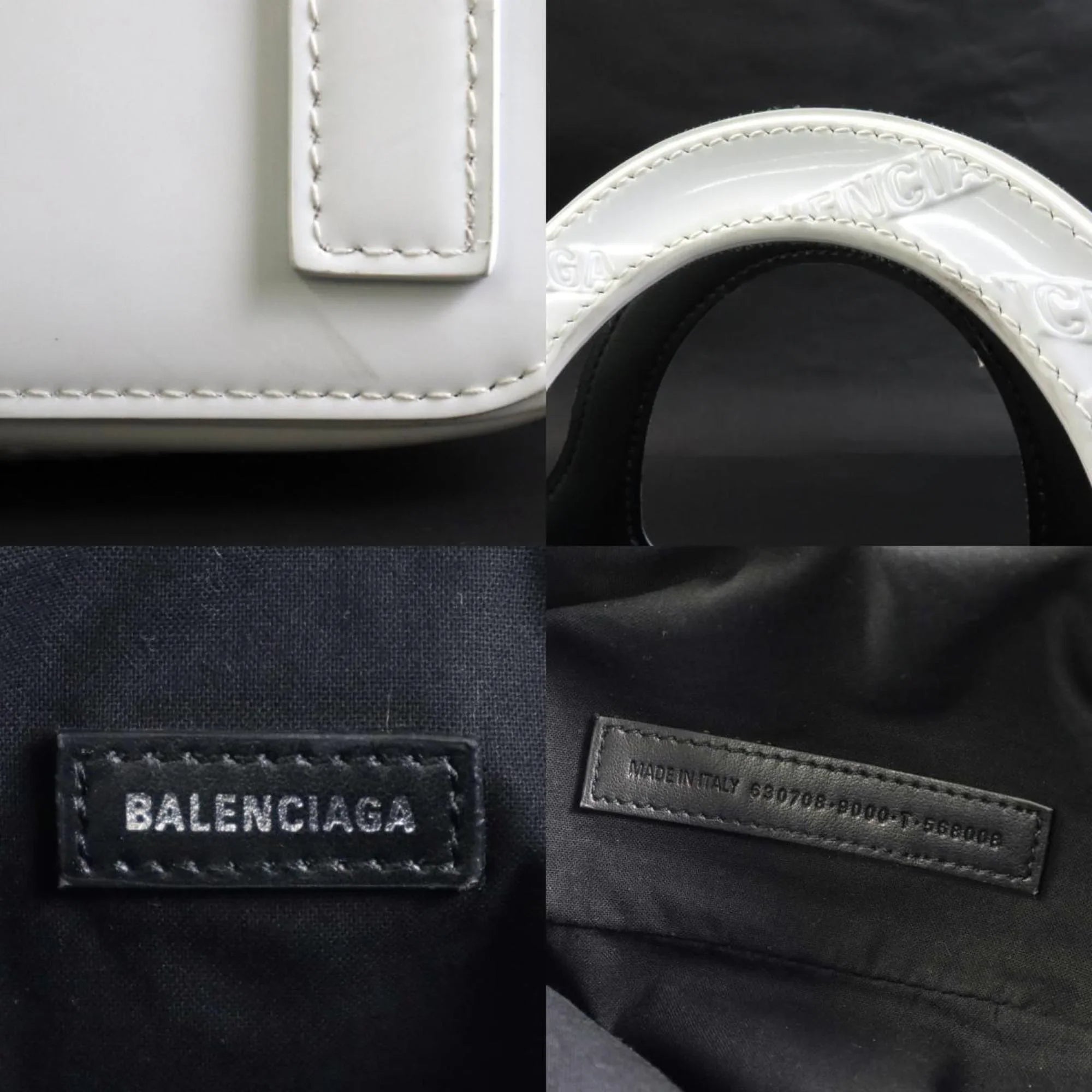 Pre-Owned Balenciaga BALENCIAGA handbag diagonal shoulder bag patent leather white ladies 630708 (Good)