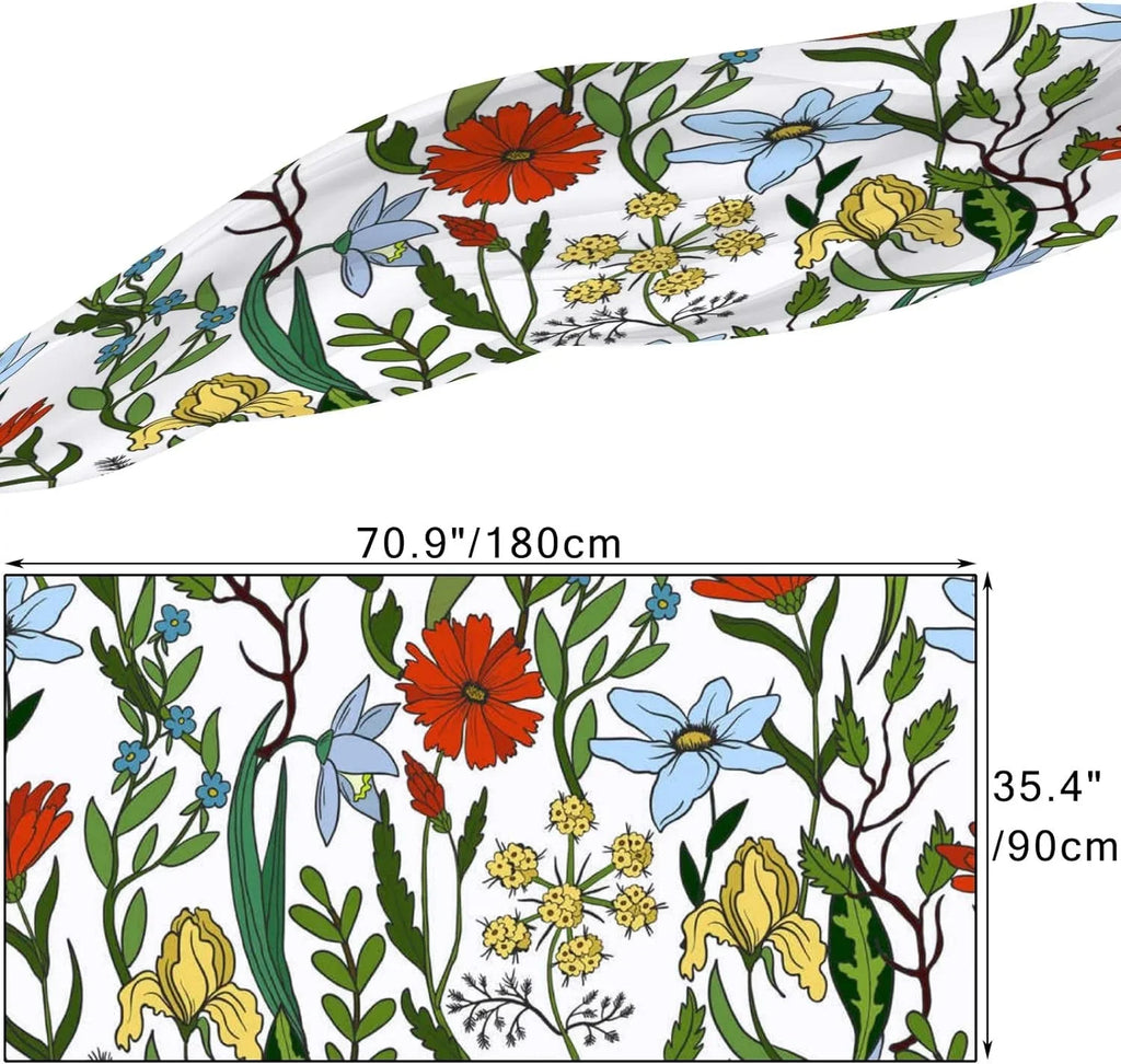 Hyjoy Seamless Pattern with Wild Flowers Long Silk Neck Scarf Load Shawl Wrap Scarves for Women Girls