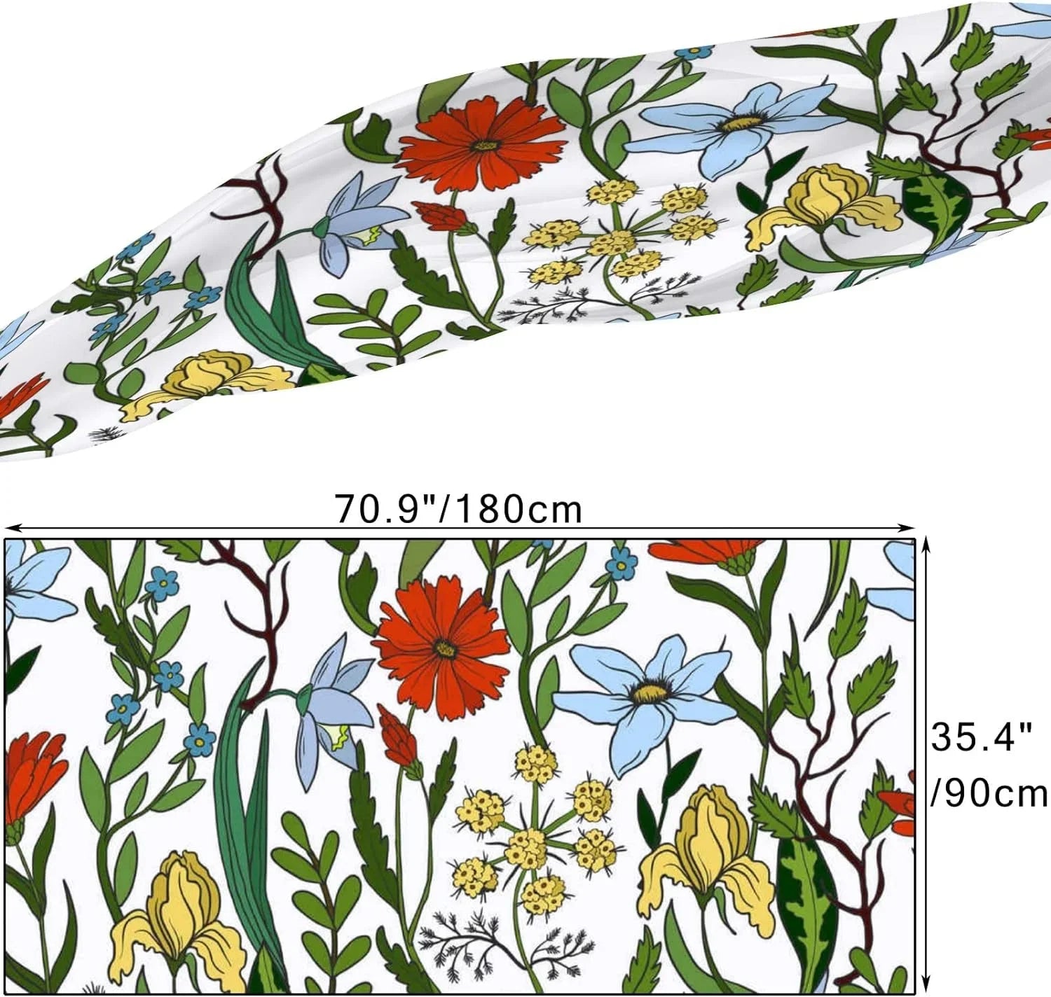 Hyjoy Seamless Pattern with Wild Flowers Long Silk Neck Scarf Load Shawl Wrap Scarves for Women Girls