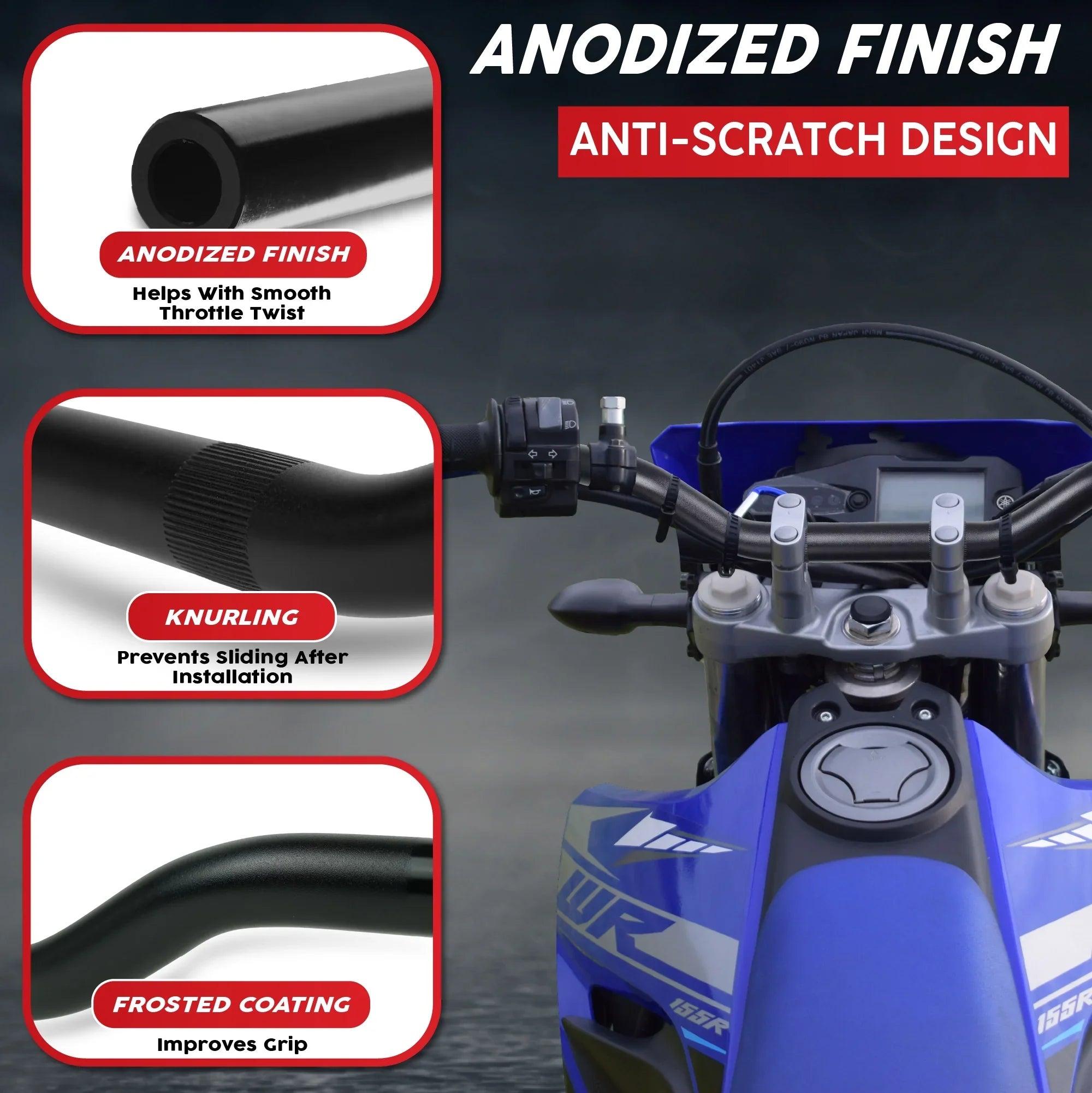 Krator Motorcycle Low-Rise Handlebar 7/8 Inch Compatible with Yamaha Majesty XC 125 180 200 400