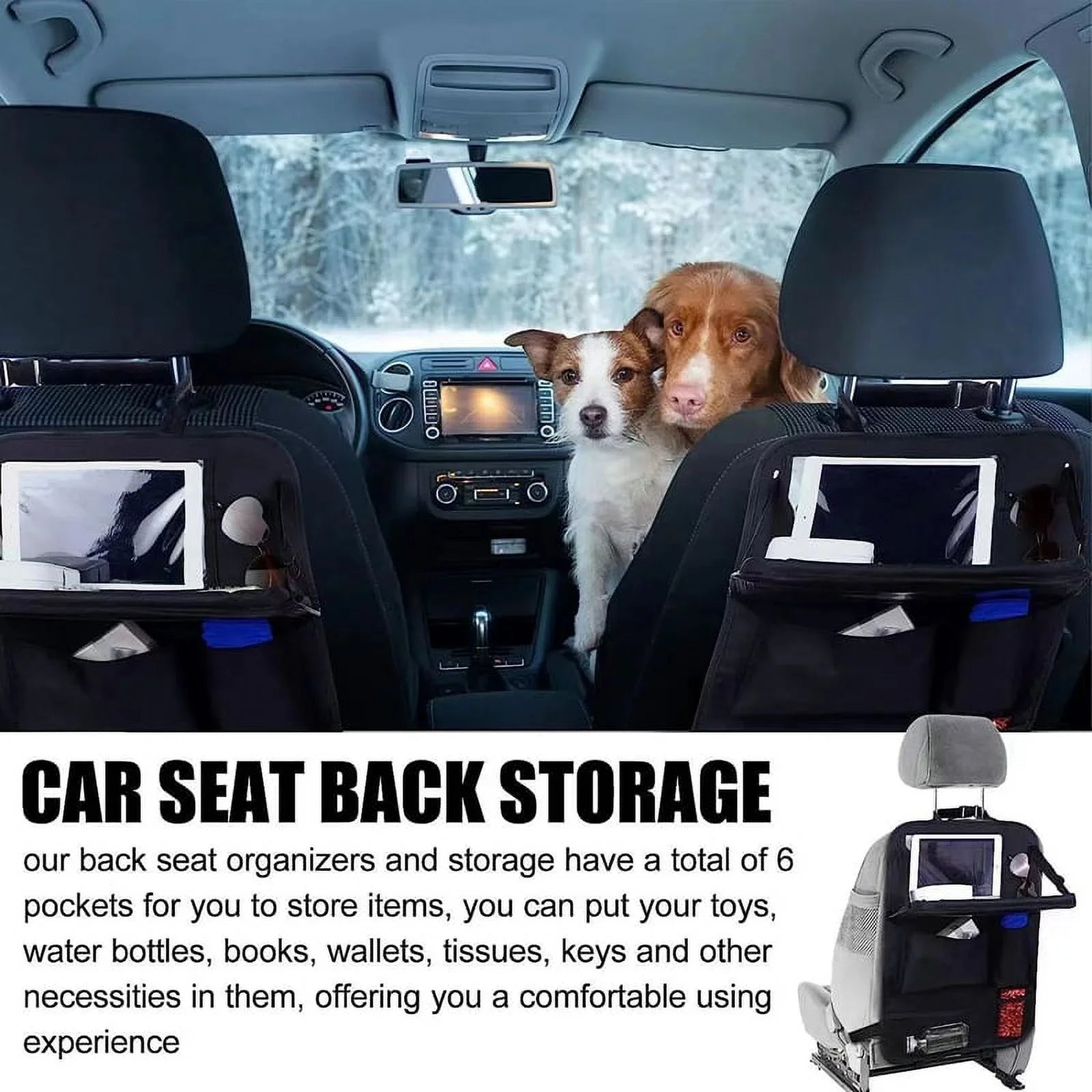 FeiraDeVaidade Children'S Car Organizers, 3-In-1 Car Seat Organizer,Car Backrest With Folding Table And Tablet Storage