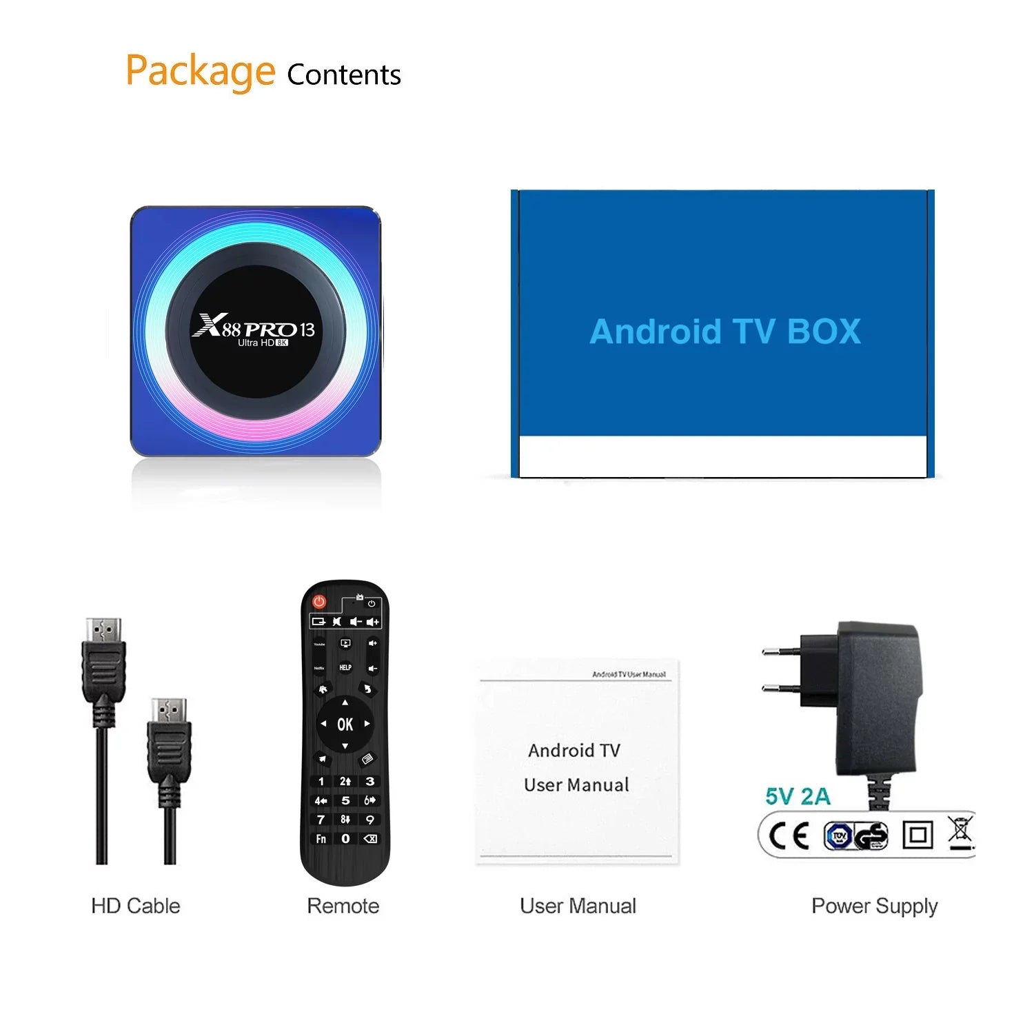 Android 13.0 TV Box,X88 PRO 13 Acrylic 4GB RAM 64GB ROM RK3528 Quad-Core WiFi6 Dual Band 2.4G/5.8G Ethernet 1000M BT5.0 8K HDR10+ Ultra HD USB3.0
