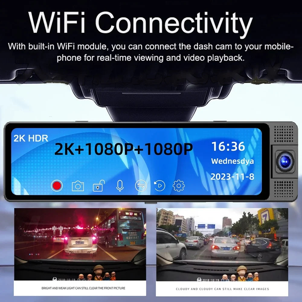 Dadypet Dashcam,Mirror Dash Cam Car Video Dashcam Car Wide Auto Rearview Mirror Wide Wifi Auto Wide Car Auto Wifi Video Car - Car Rearview Auto Safety Car Camera Auto Camera Wide Auto With Wifi