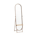Modern Standing Mirror with Minimalist Design and Wooden Shelf