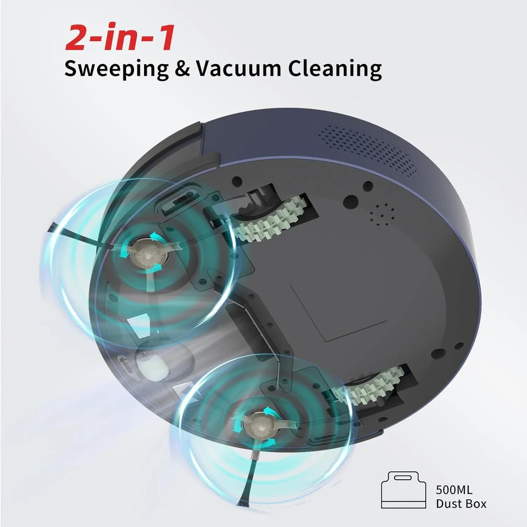 Robot Vacuum Cleaner, Tangle-Free 2200Pa Suction, Slim, Low Noise, App Control, 120 Mins Runtime, Automatic Self-Charging Robotic Vacuum, Ideal for Pet Hair Hard Floor and Daily Cleaning