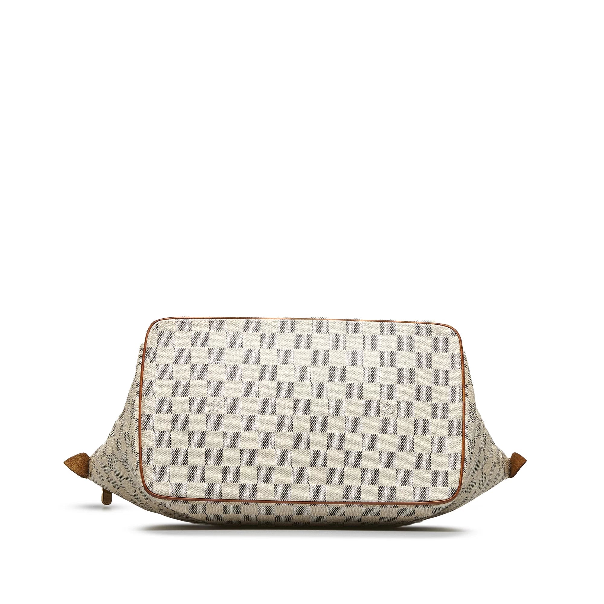 Pre-Owned Authenticated Louis Vuitton Damier Azur Saleya MM Canvas White Tote Bag Unisex (Good)