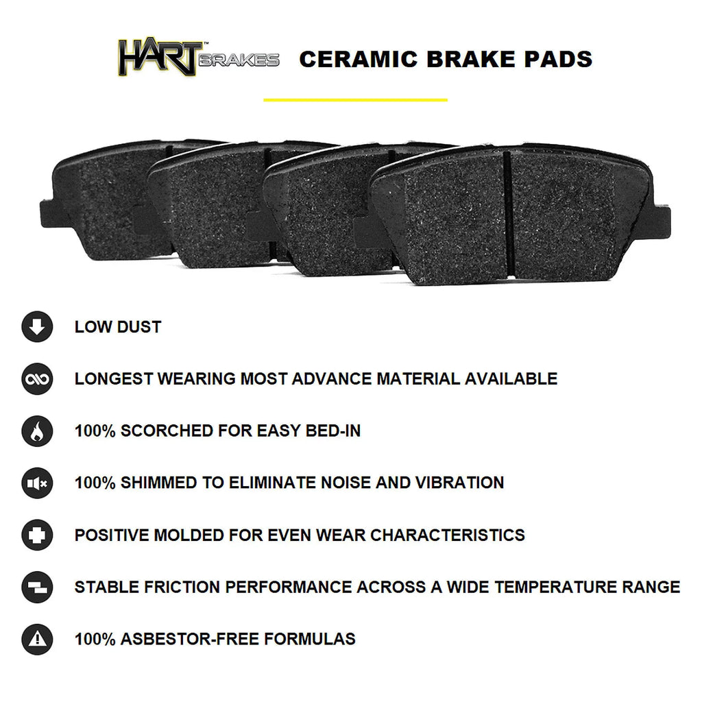 Hart Brakes Front Brakes and Rotors Kit |Front Brake Pads| Brake Rotors and Pads| Ceramic Brake Pads and Rotors |fits 2017-2018 Nissan X-Trail, 2017-2019 Nissan Qashqai, 2018-2020 Nissan Rogue