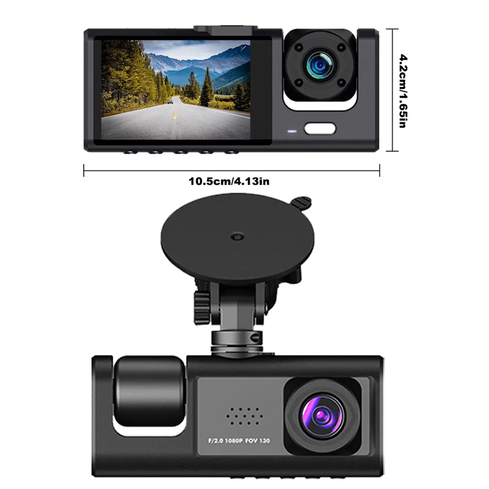 Shinysix Dash Cam Front and Rear Interior 3 Cameras 1080P+720P+480p Car Rearview Mirror Car Video Recording Camcorder Night Vision Car Camera Recorder Auto Safety Driving Recorder
