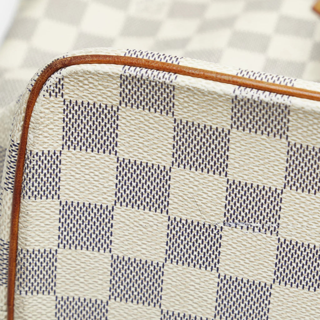 Pre-Owned Authenticated Louis Vuitton Damier Azur Saleya MM Canvas White Tote Bag Unisex (Good)
