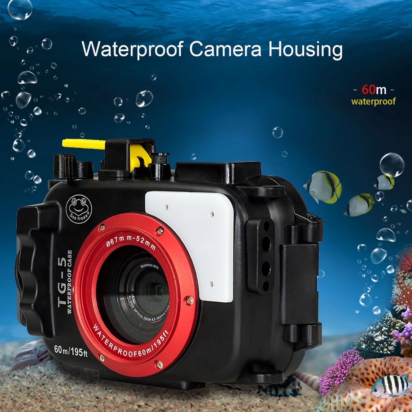 Sea frogs Underwater Camera Housing, Waterproof Diving Case for Olympus TG-5, 60m/195ft Protective Shell
