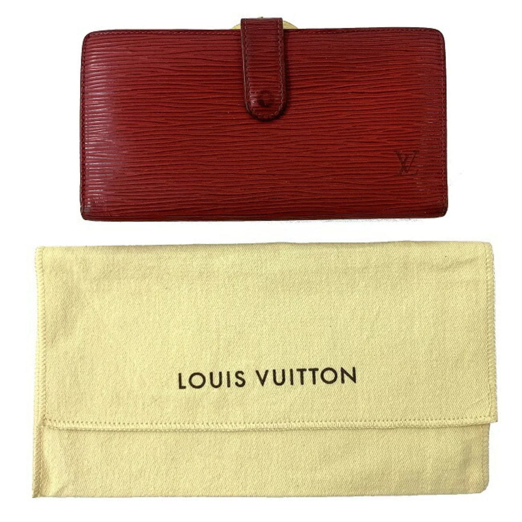 Pre-Owned Louis Vuitton Continental Vienois Castilian Red Epi M63257 Gamaguchi Long Wallet Leather MI0032 LOUIS VUITTON Ladies (Good)