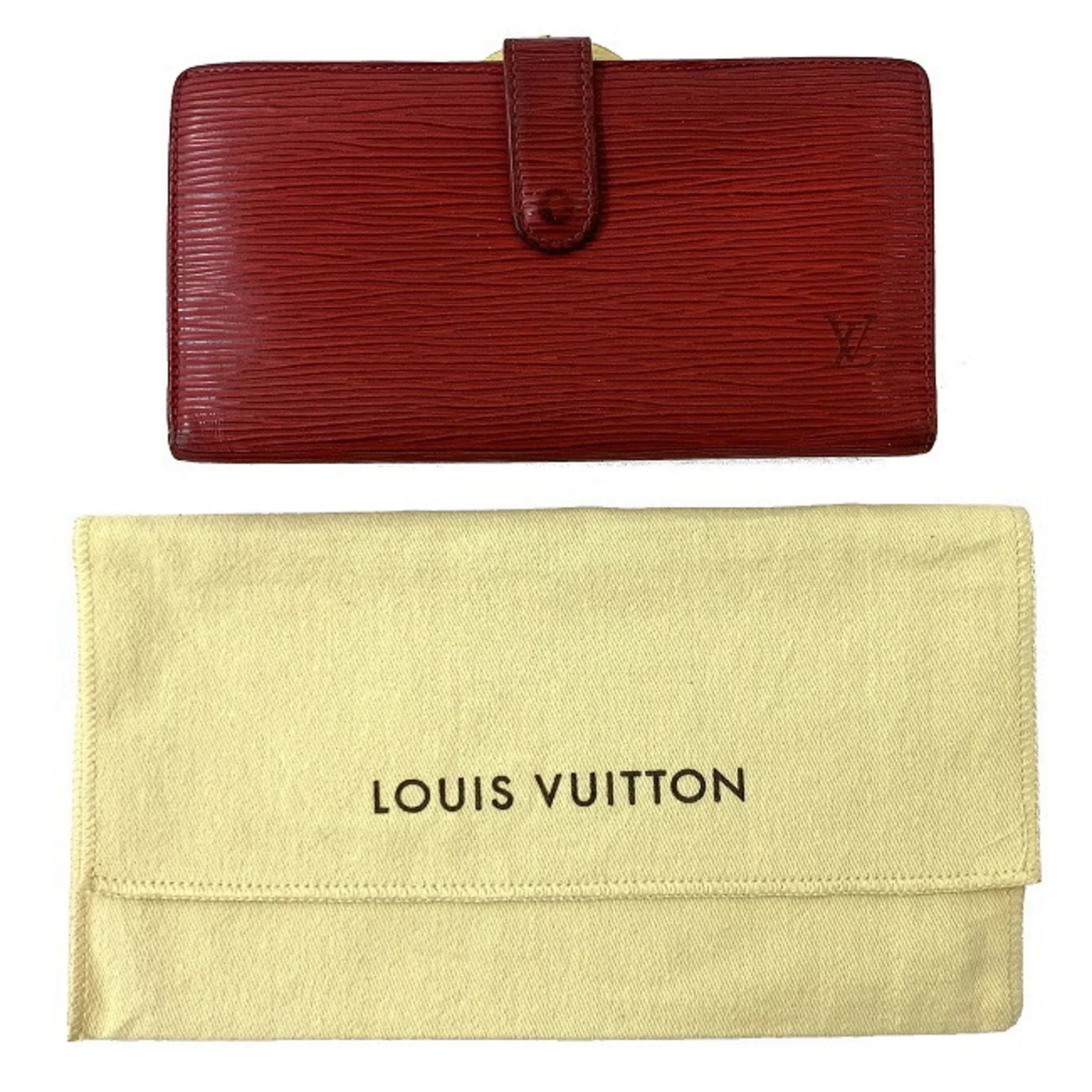 Pre-Owned Louis Vuitton Continental Vienois Castilian Red Epi M63257 Gamaguchi Long Wallet Leather MI0032 LOUIS VUITTON Ladies (Good)