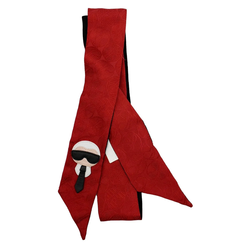 Pre-owned FENDI Karlito Wrappy Silk Scarf Red