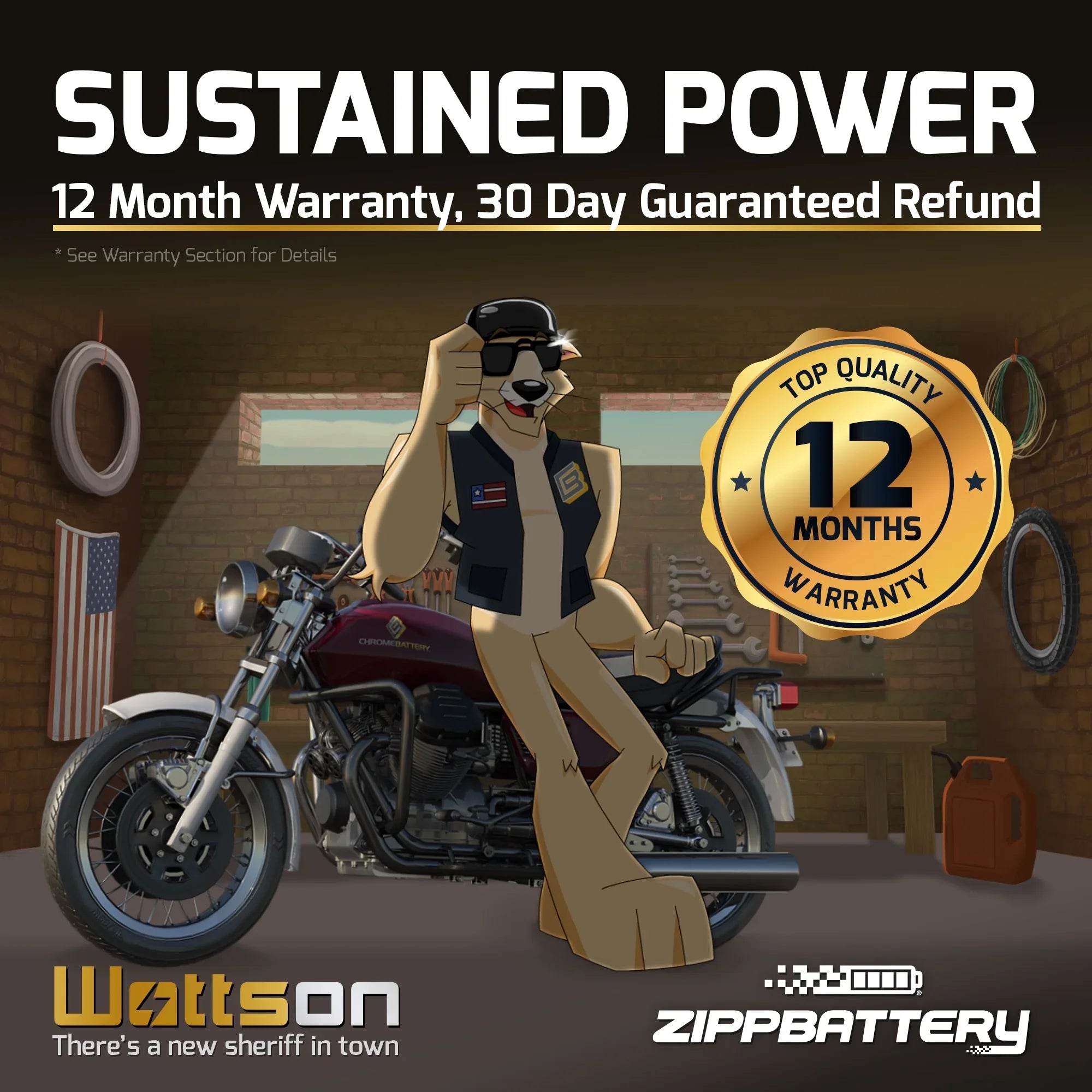 Zipp Battery Ytx14Ahl-Bs High Performance Power Sports Battery