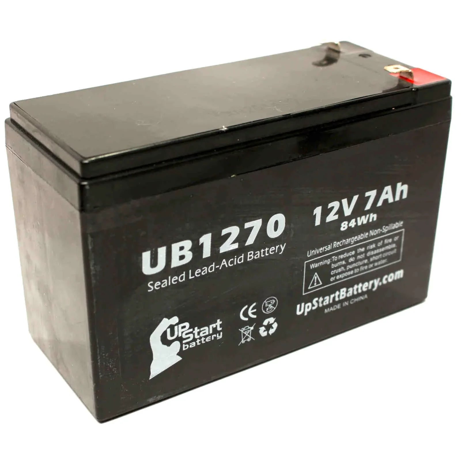 2x Pack - Compatible Upsonic PCM140VR Battery - Replacement UB1270 Universal Sealed Lead Acid Battery (12V, 7Ah, 7000mAh, F1 Terminal, AGM, SLA) - Includes 4 F1 to F2 Terminal Adapters