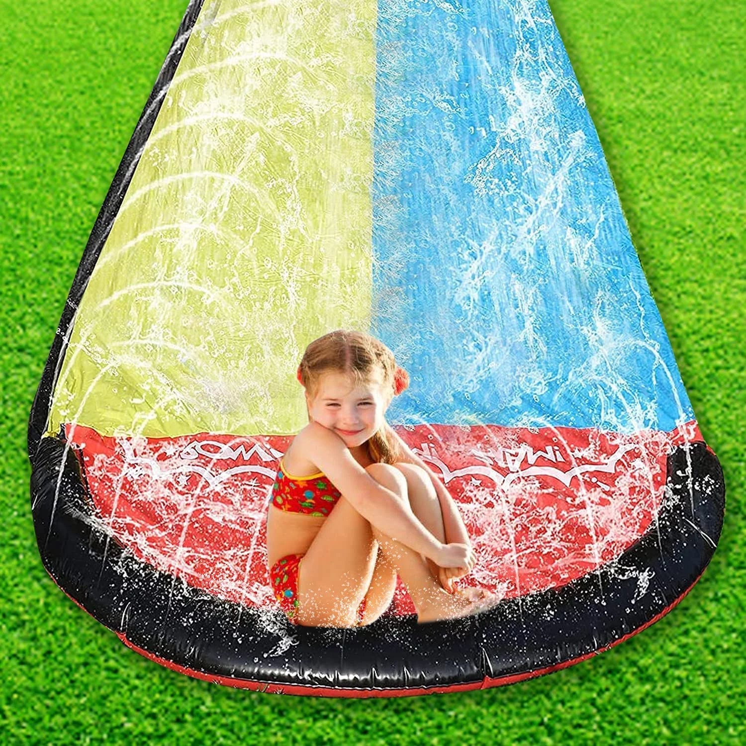 Vivazy 15.5ft Summer Backyard Quality Plastic Smooth Slick , Water Slides Inflatable Crash Pad