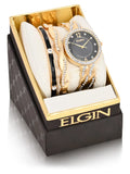 Ein Adult Female Analog Watch Set with Round Dark Dial in Gold (EG17006GST)