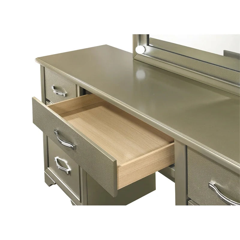 Beaumont 7-drawer Vanity Desk with Lighting Mirror Champagne