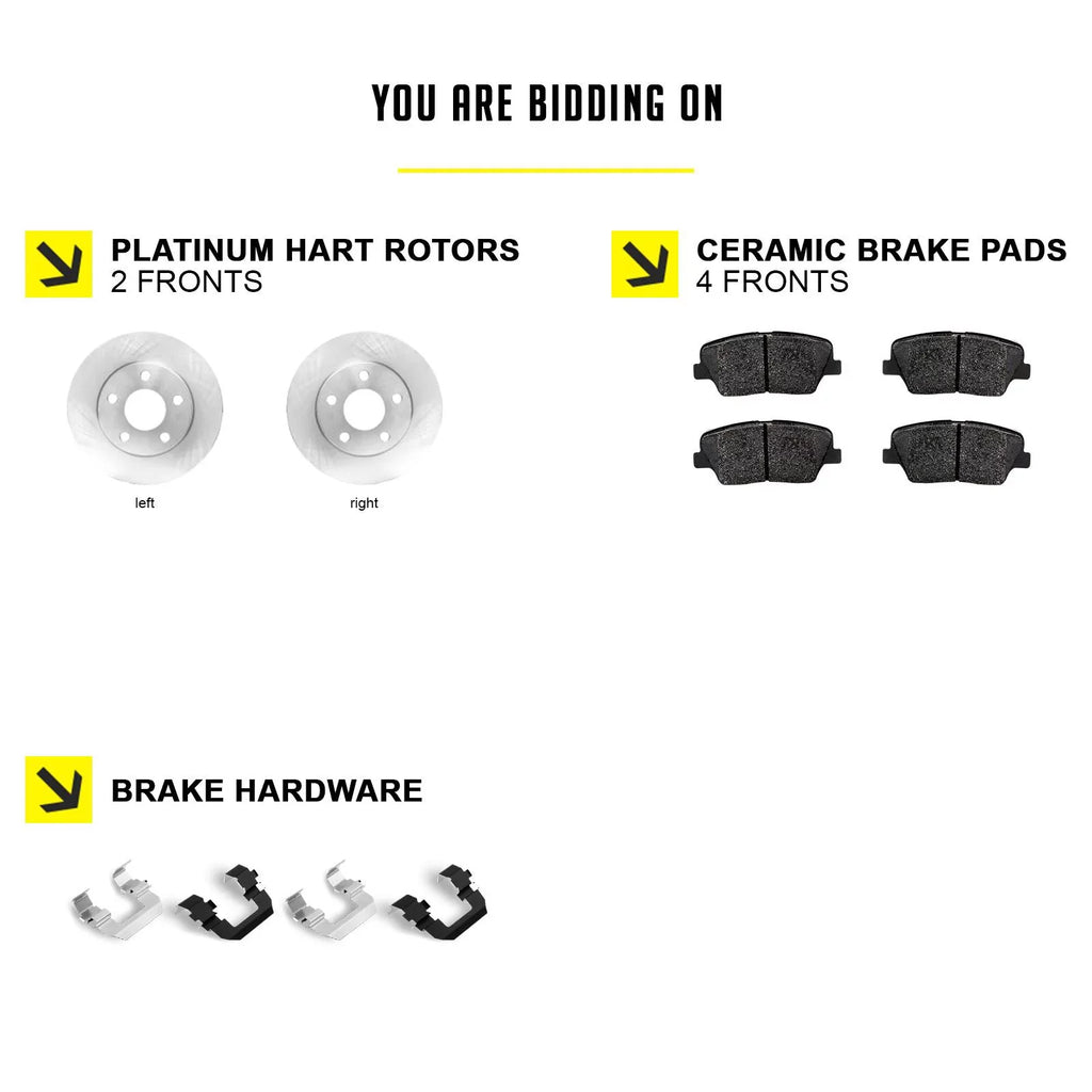 Hart Brakes Front Brakes and Rotors Kit |Front Brake Pads| Brake Rotors and Pads| Ceramic Brake Pads and Rotors |fits 2017-2018 Nissan X-Trail, 2017-2019 Nissan Qashqai, 2018-2020 Nissan Rogue