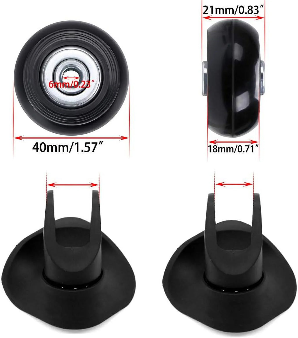 OwnMy 40mm x 18mm Luggage Suitcase Replacement Wheels, Rubber Swivel Caster Wheels Bearings Repair Kits, A Set of 4