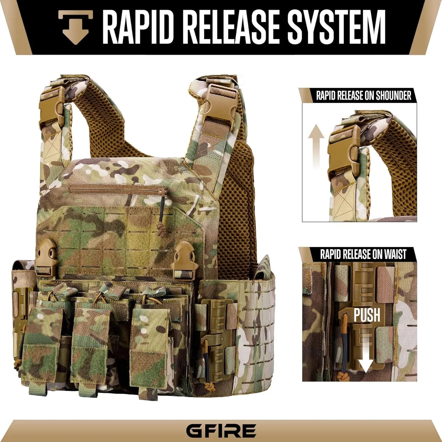 Quick Release Load Vest Adjustable Breathable Mass Vest for Hunting/Training/Game