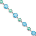 Sterling Silver Rhod-pltd Green/Blue Ice CZ 7.25 in w/1in ext Bracelet Q-QX970CZ