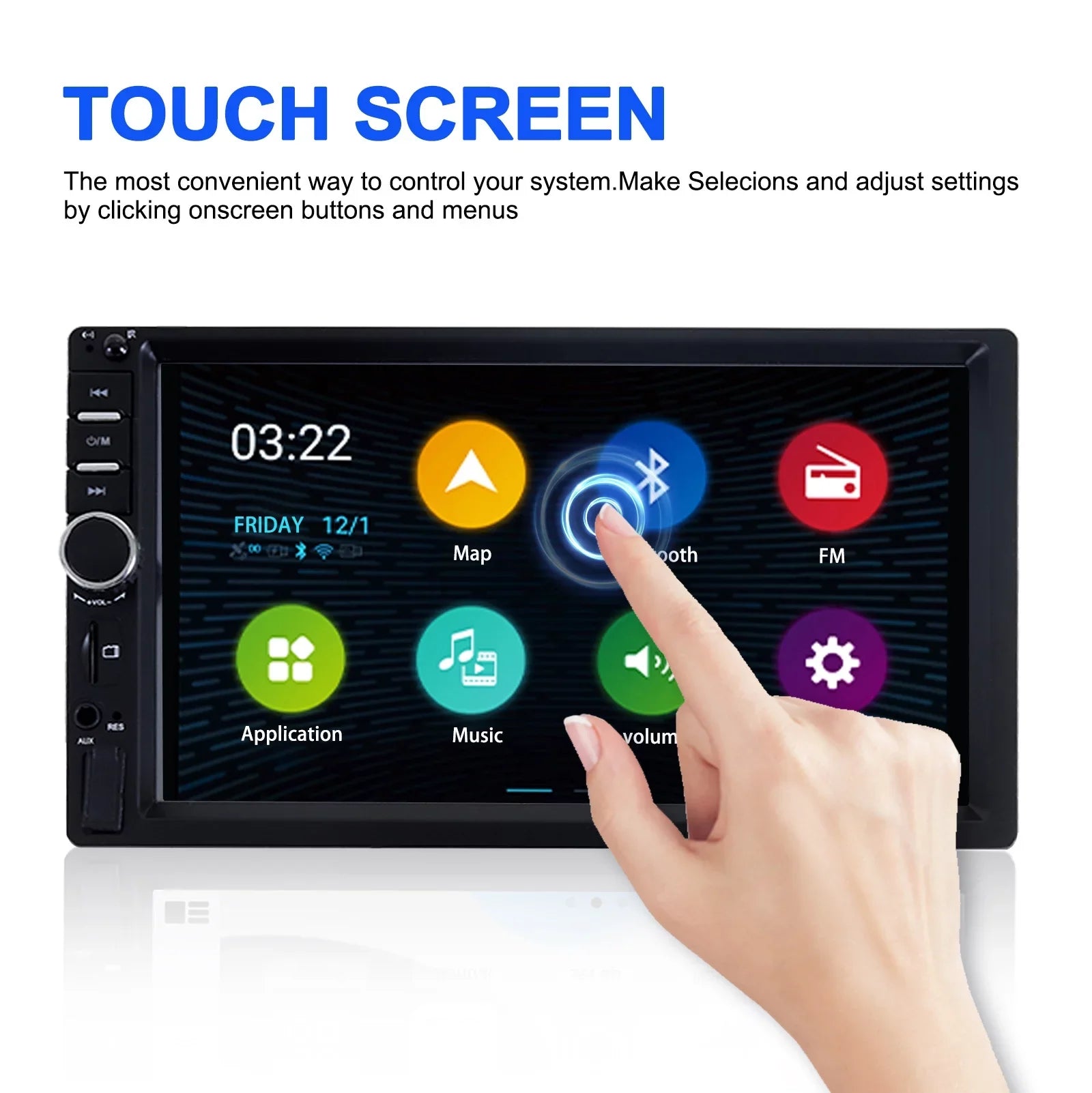 Double Din Car Stereo, 7In HD Bluetooth Car Radio MP5 Player Touch Screen with Backup Camera, Vehicle Audio Receiver with Mirror Link, USB/Car Audio Receiver