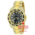 Full Stainless Steel 18K Yellow Gold Simulated Diamond 40 mm Presidential Men's Watch W/Date